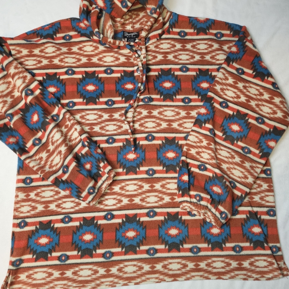 Wrangler Retro‎ Fleece Hoodie Women's Size XL Oversized Southwestern